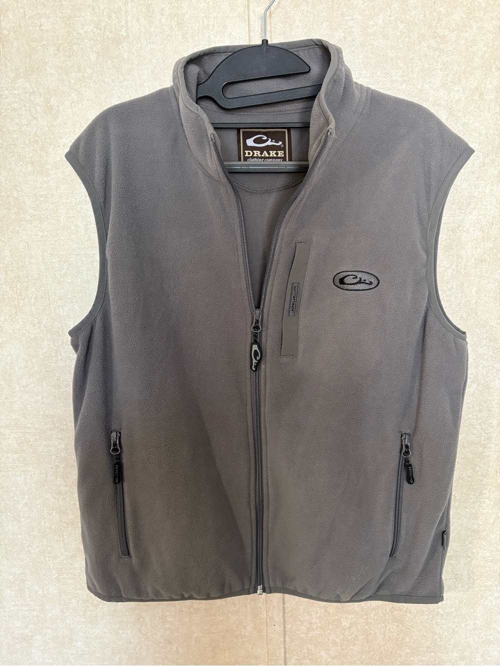 Drake Men's Gray Zip Front Fleece Vest